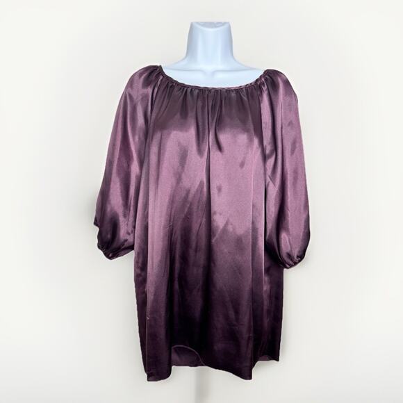 Vintage Kristin Nicole Satin Top Plus Size 1X Purple Fairy Goth Boho Puff Sleeve - Picture 1 of 15